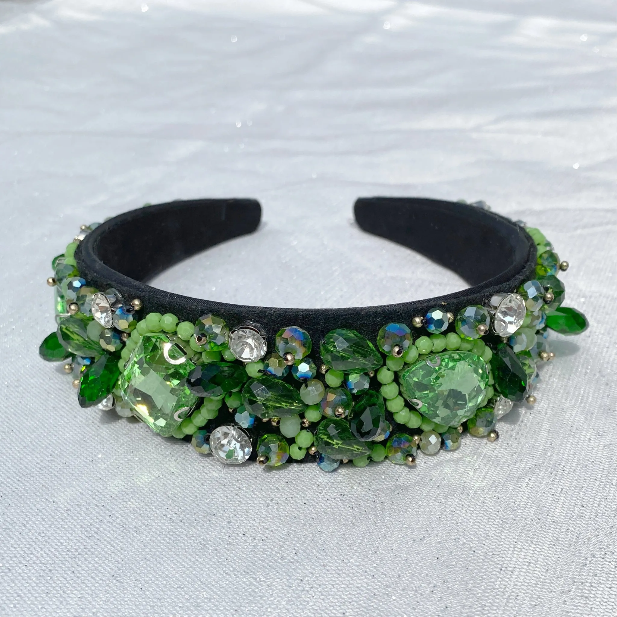 Green Headband Jewelled Headband with Crystal