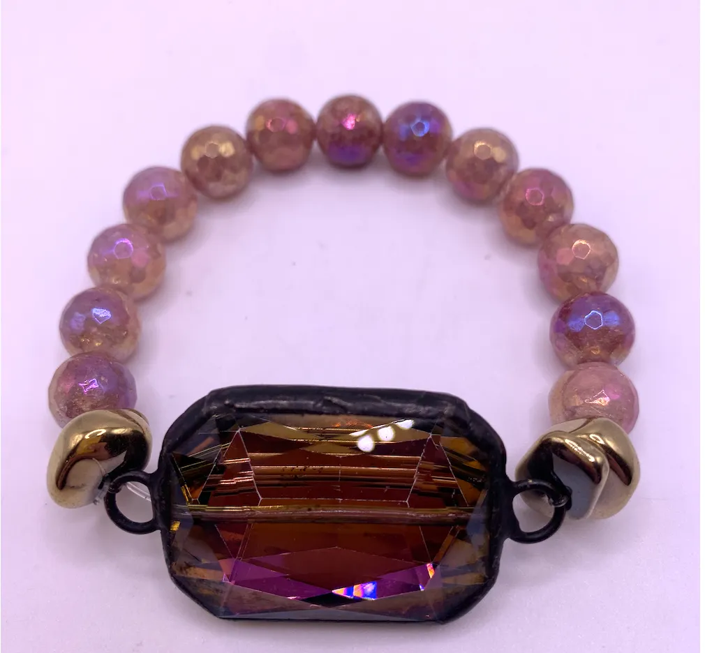 Hand Soldered Beaded Crystal Connector Bracelet