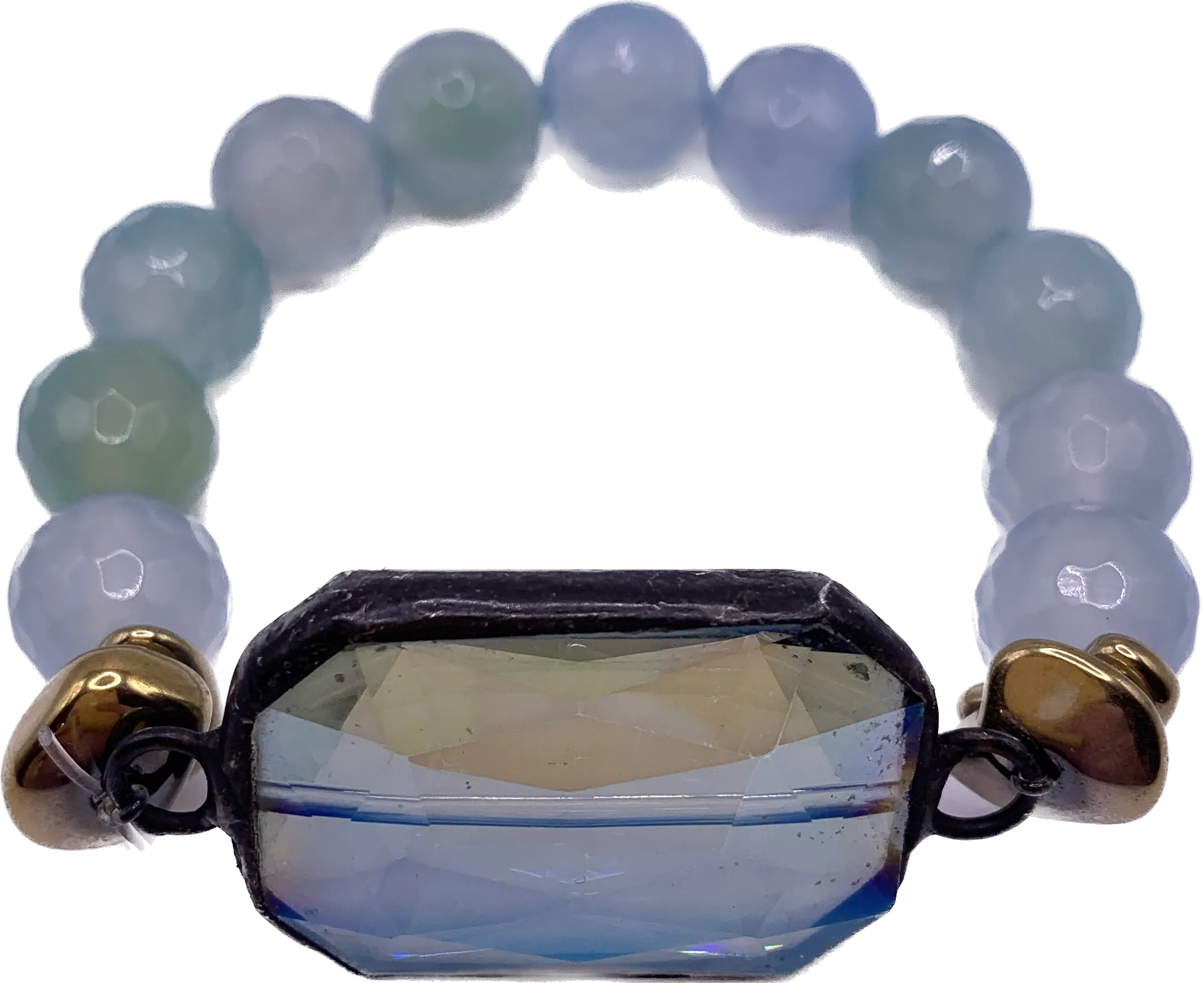 Hand Soldered Beaded Crystal Connector Bracelet