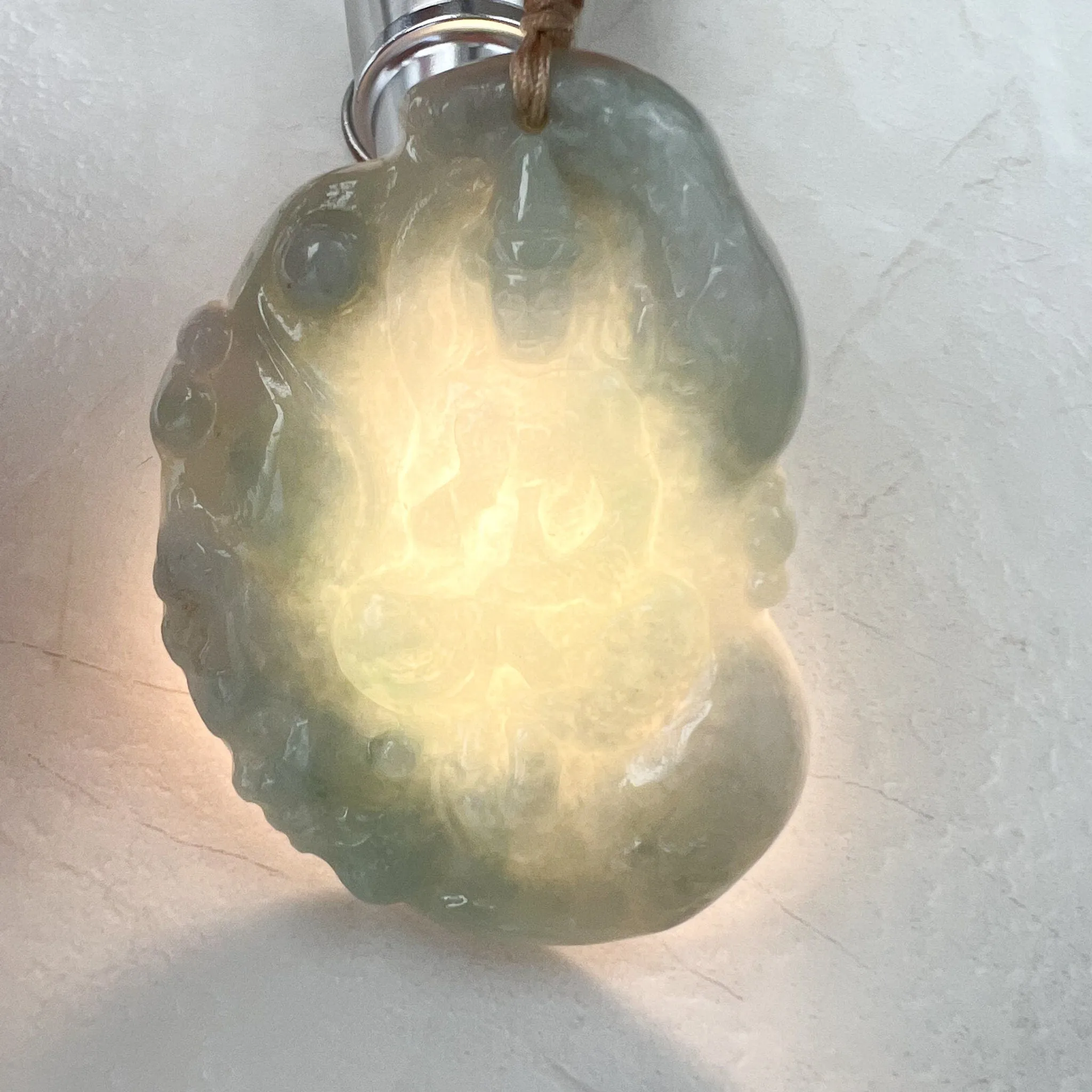 Jadeite Jade Guan Yin Avalokiteshvara, Quan Am, Hand Carved Pendant Necklace, YJ-1221-0235529