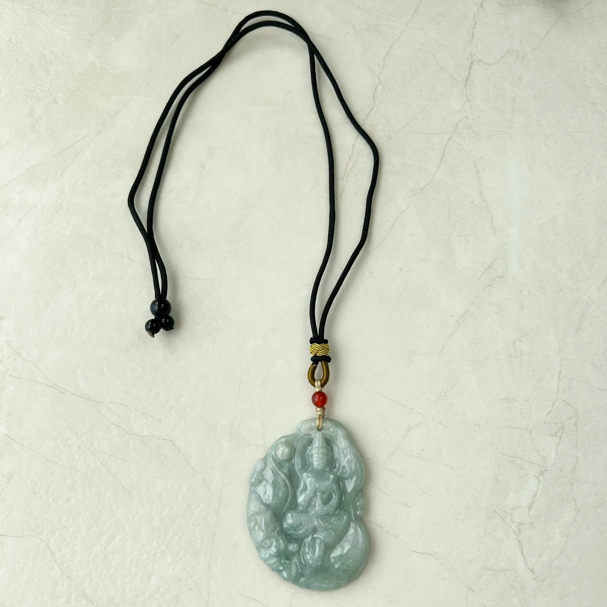 Jadeite Jade Guan Yin Avalokiteshvara, Quan Am, Hand Carved Pendant Necklace, YJ-1221-0235529