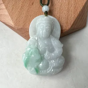 Jadeite Jade Guan Yin Avalokiteshvara, Quan Am, 观音, Hand Carved Pendant Necklace, YW-0110-1652569917