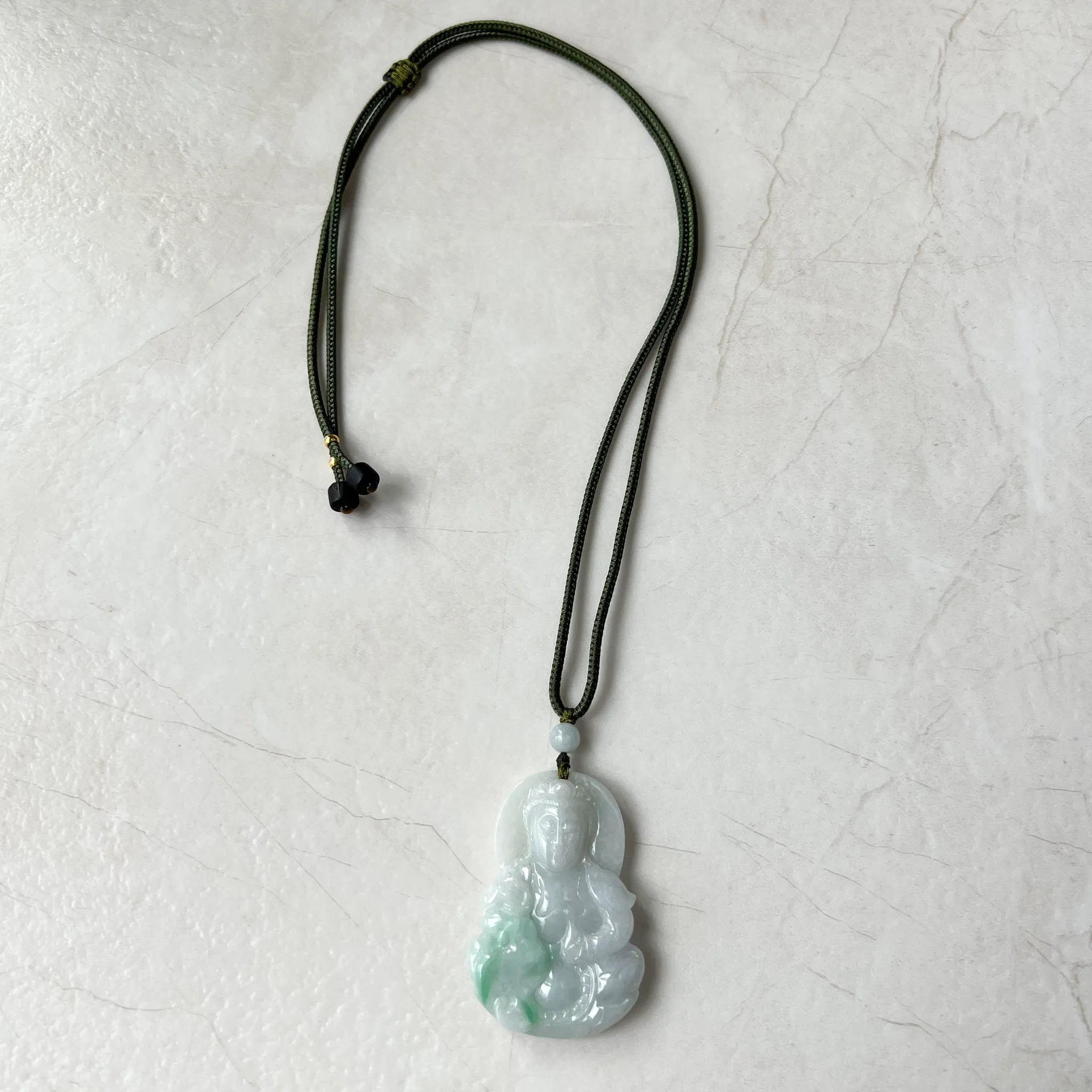 Jadeite Jade Guan Yin Avalokiteshvara, Quan Am, 观音, Hand Carved Pendant Necklace, YW-0110-1652569917