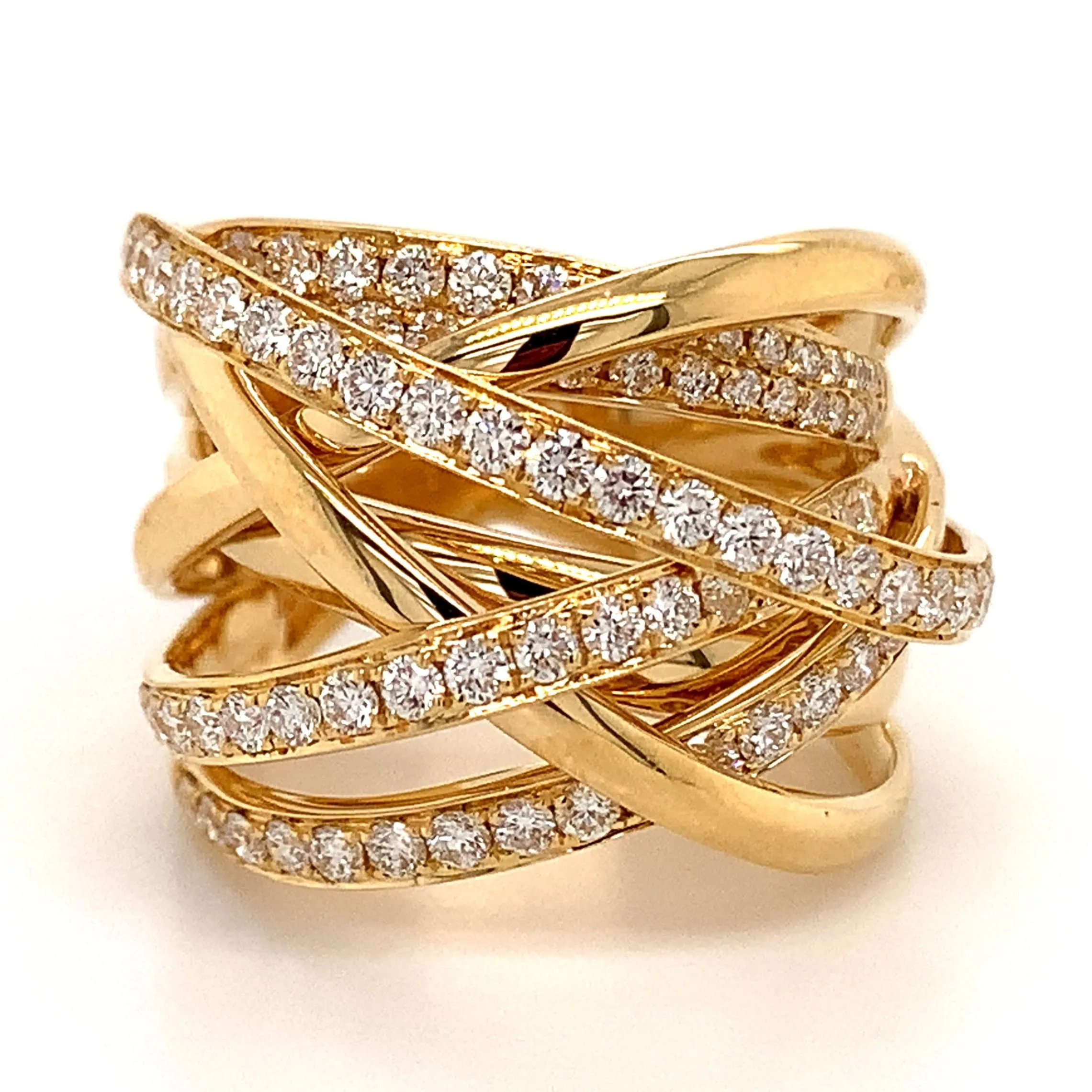 Ladies Diamond Overlap Style Yellow Gold Fancy Ring