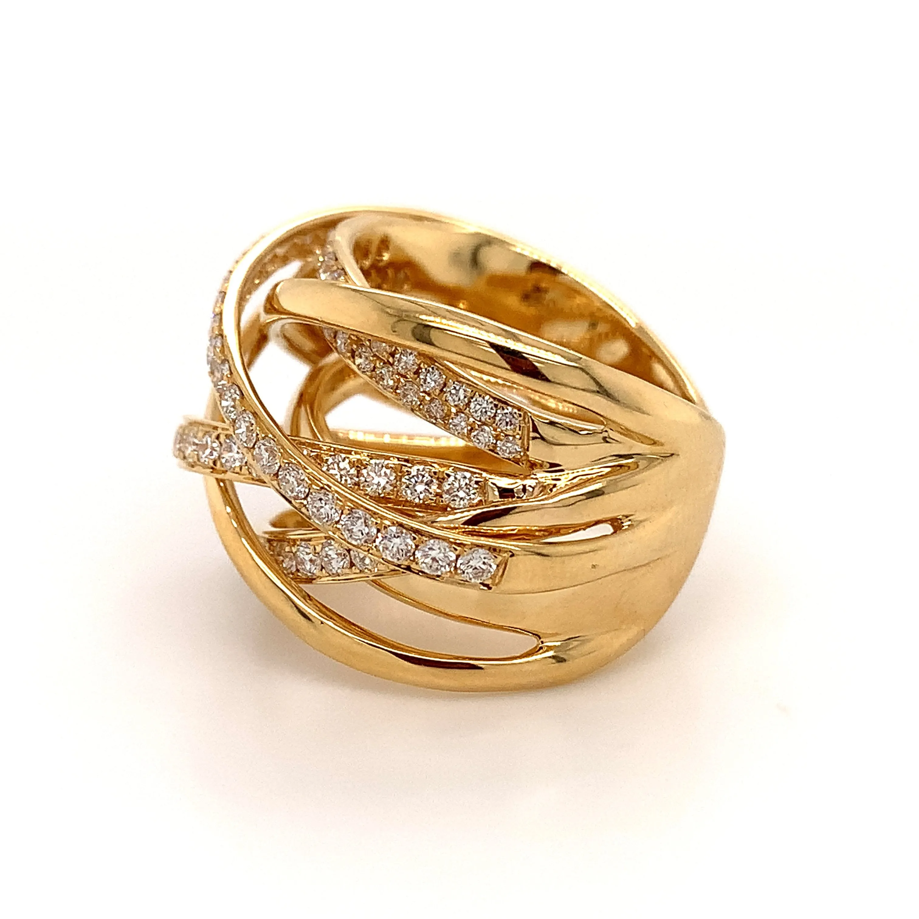 Ladies Diamond Overlap Style Yellow Gold Fancy Ring