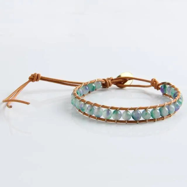 Leather Bracelet Natural Stone Bead Bracelets