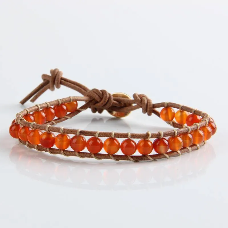 Leather Bracelet Natural Stone Bead Bracelets