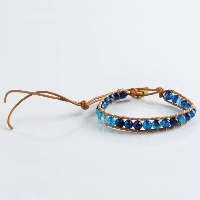 Leather Bracelet Natural Stone Bead Bracelets