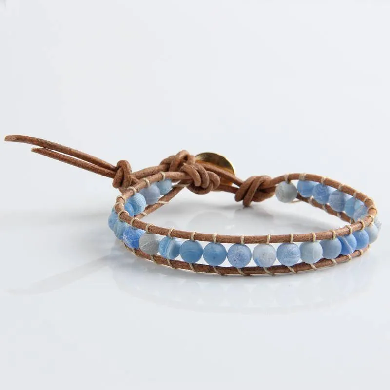 Leather Bracelet Natural Stone Bead Bracelets