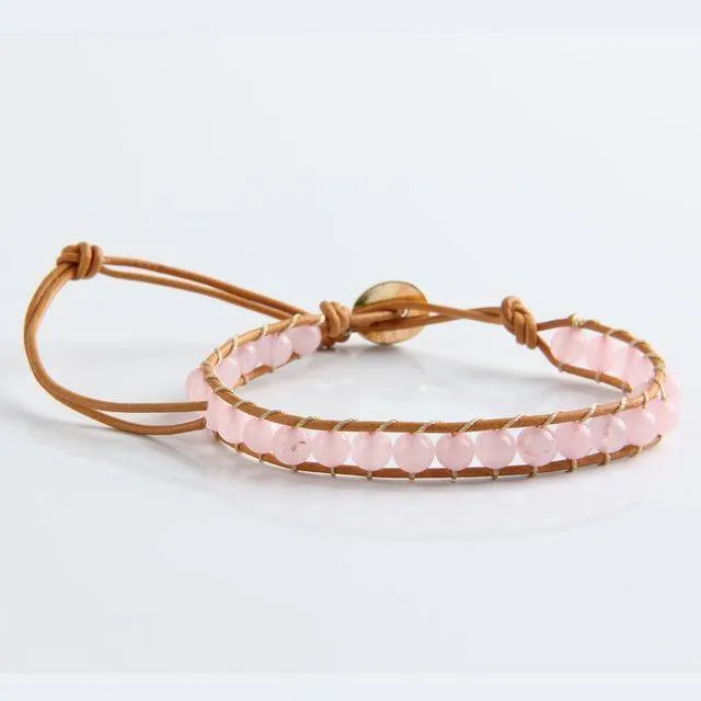 Leather Bracelet Natural Stone Bead Bracelets