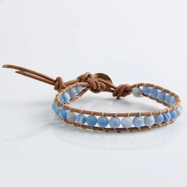 Leather Bracelet Natural Stone Bead Bracelets