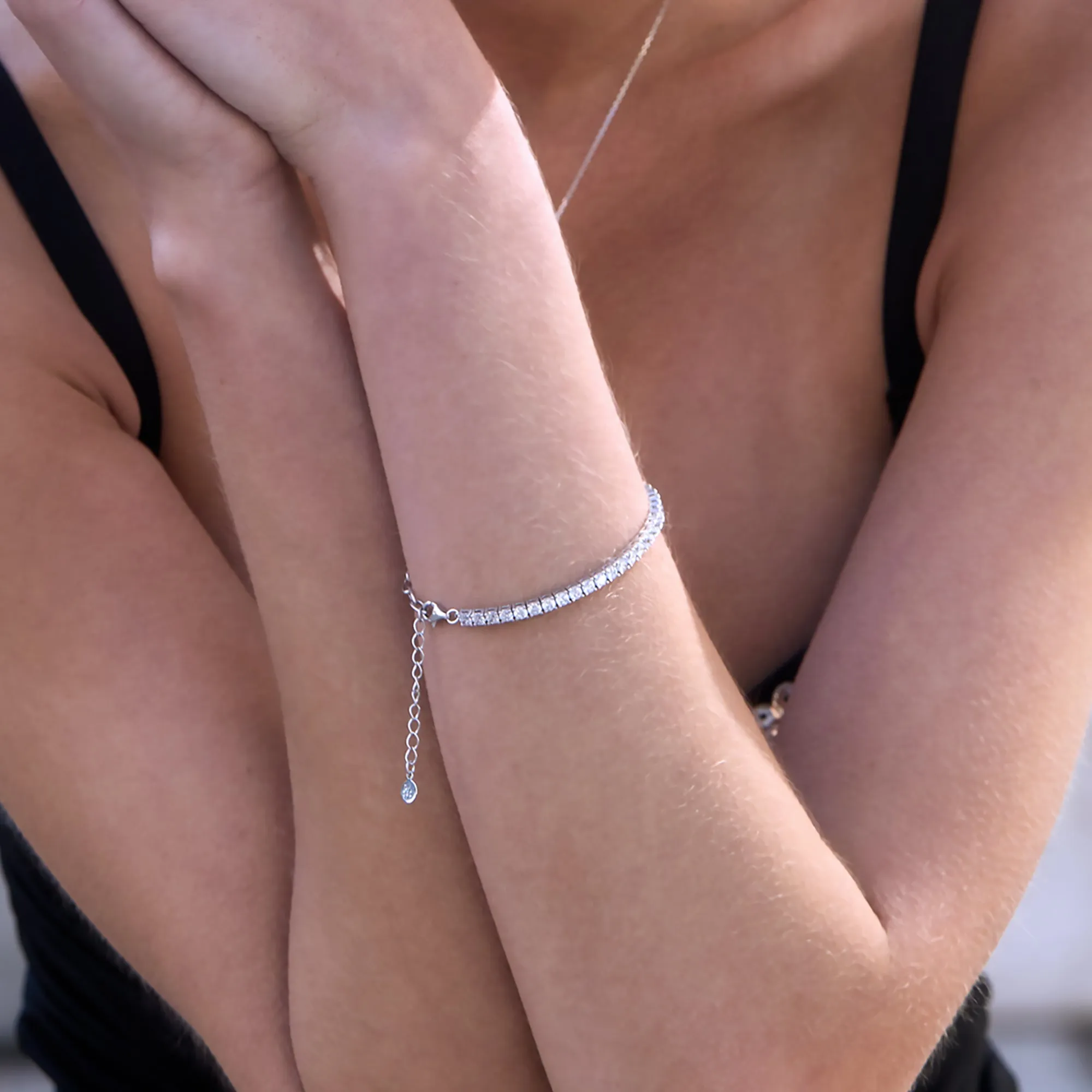 Linked Together #staychic Adjustable Chain Tennis Bracelet