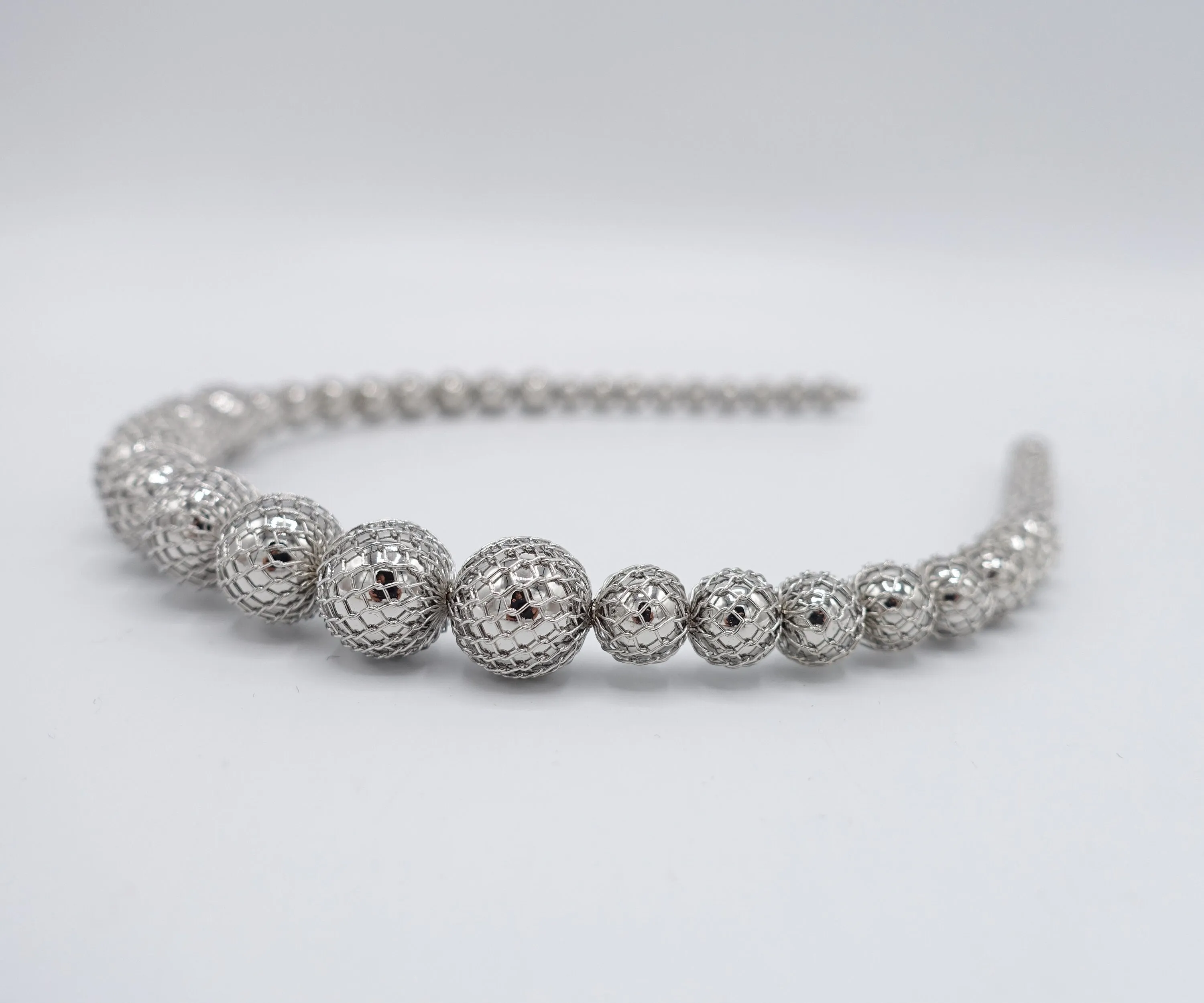 metal ball headband, metal net ball beaded headband for women