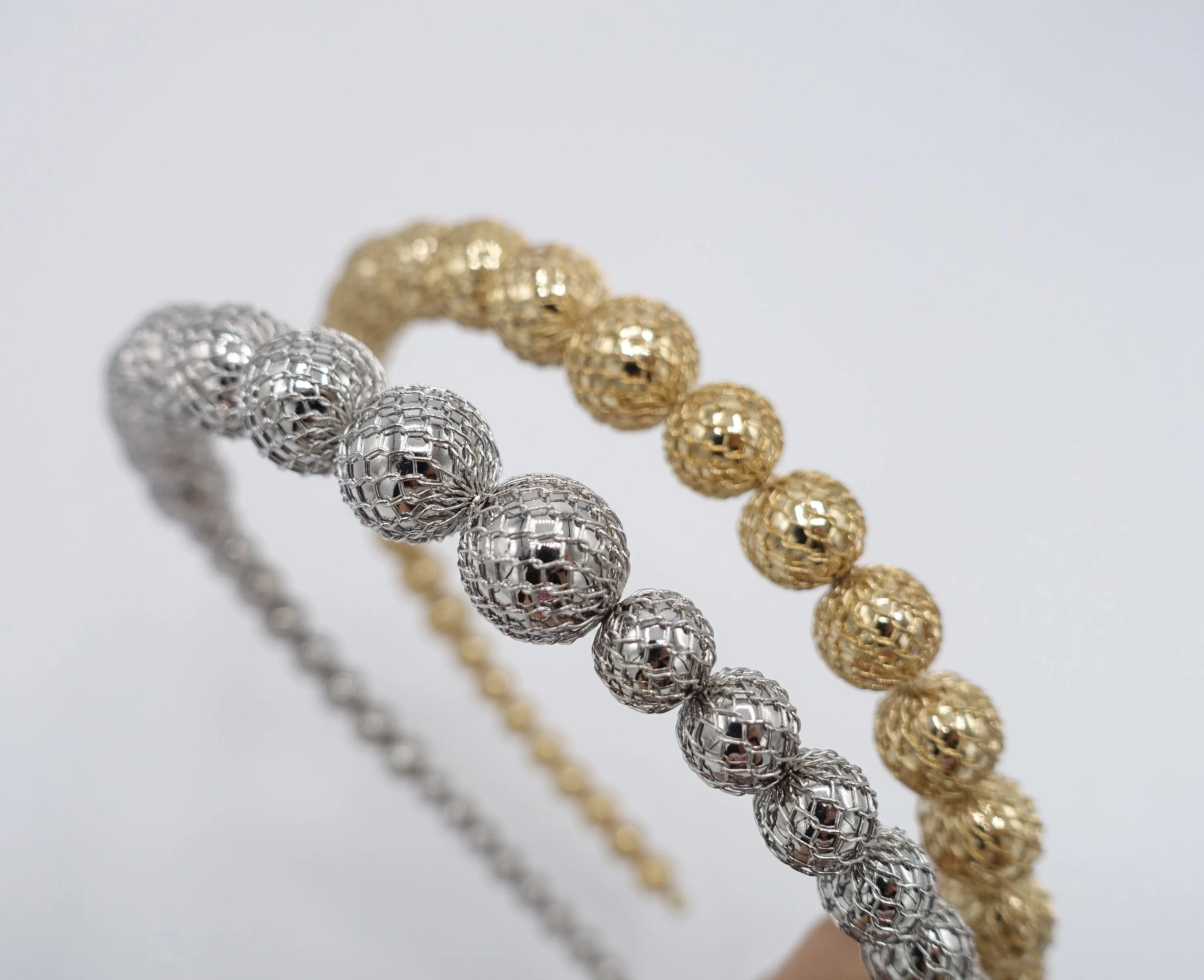 metal ball headband, metal net ball beaded headband for women