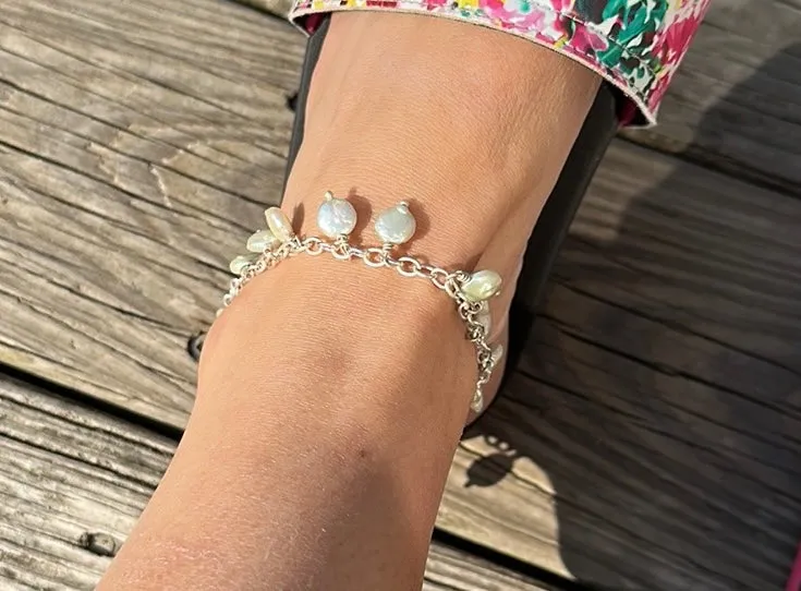 Minty coin pearl charm bracelet