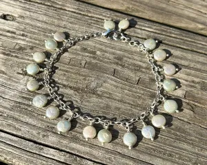 Minty coin pearl charm bracelet