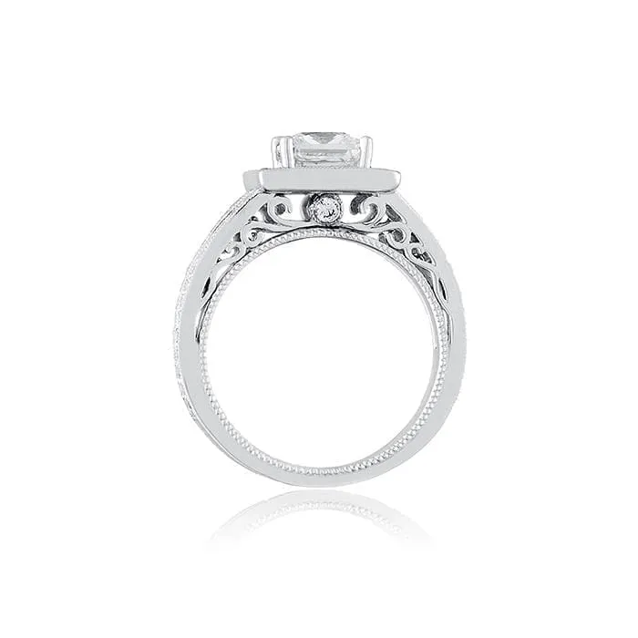 Modern Square Halo Engagement Ring with Split Shank by Ron Rosen at Regard Jewelry in Austin, Texas