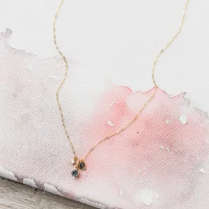 Montana Sapphire Necklace with Diamond and Green Sapphire in 14k Gold