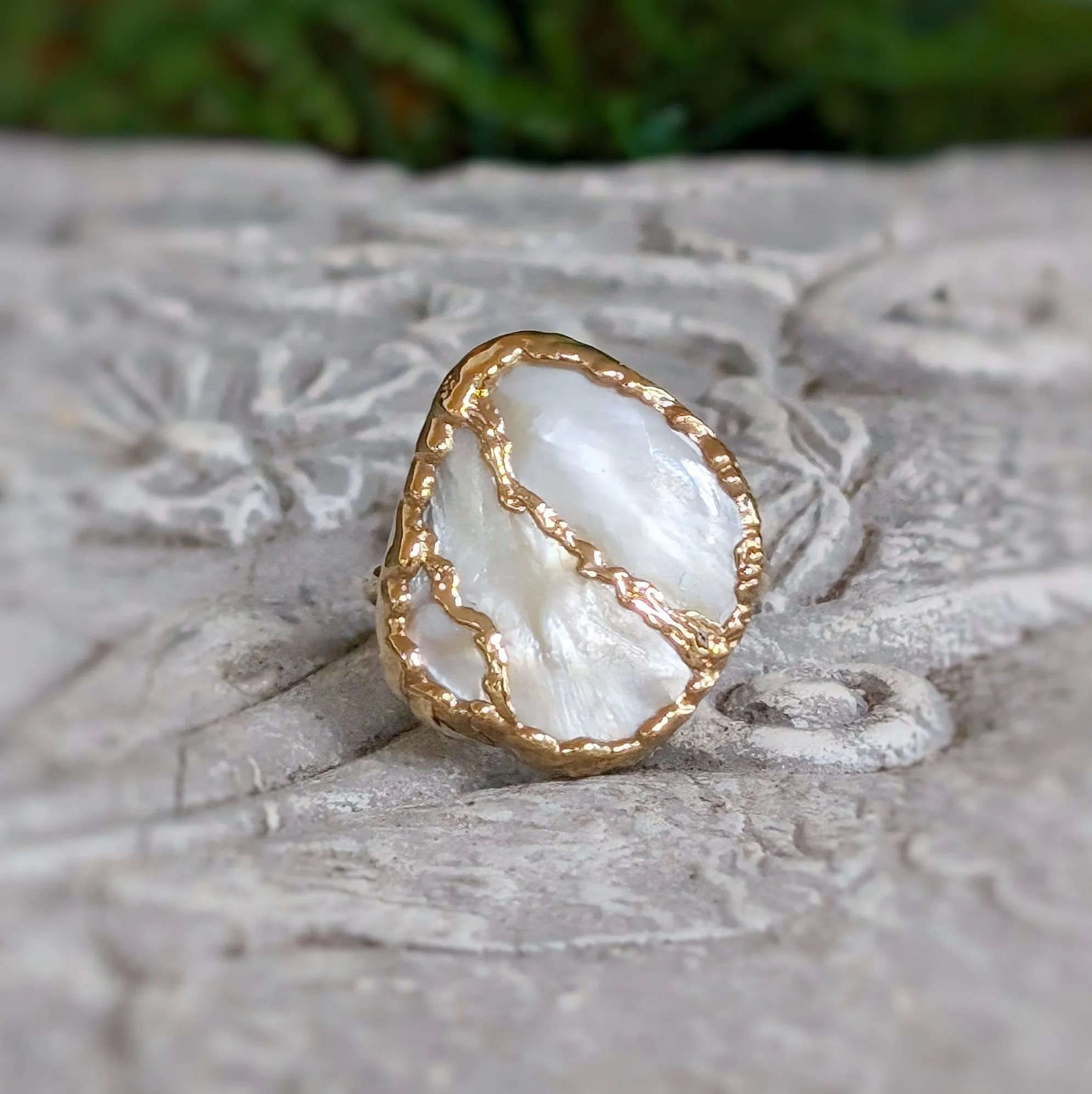 Mother of Pearl Kintsugi ring