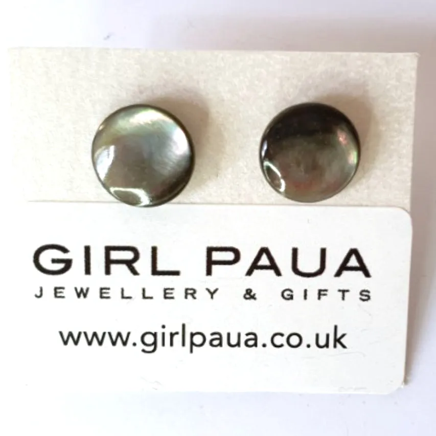Mother of Pearl Stud Earrings - by Mhairi Sim - Girl Paua