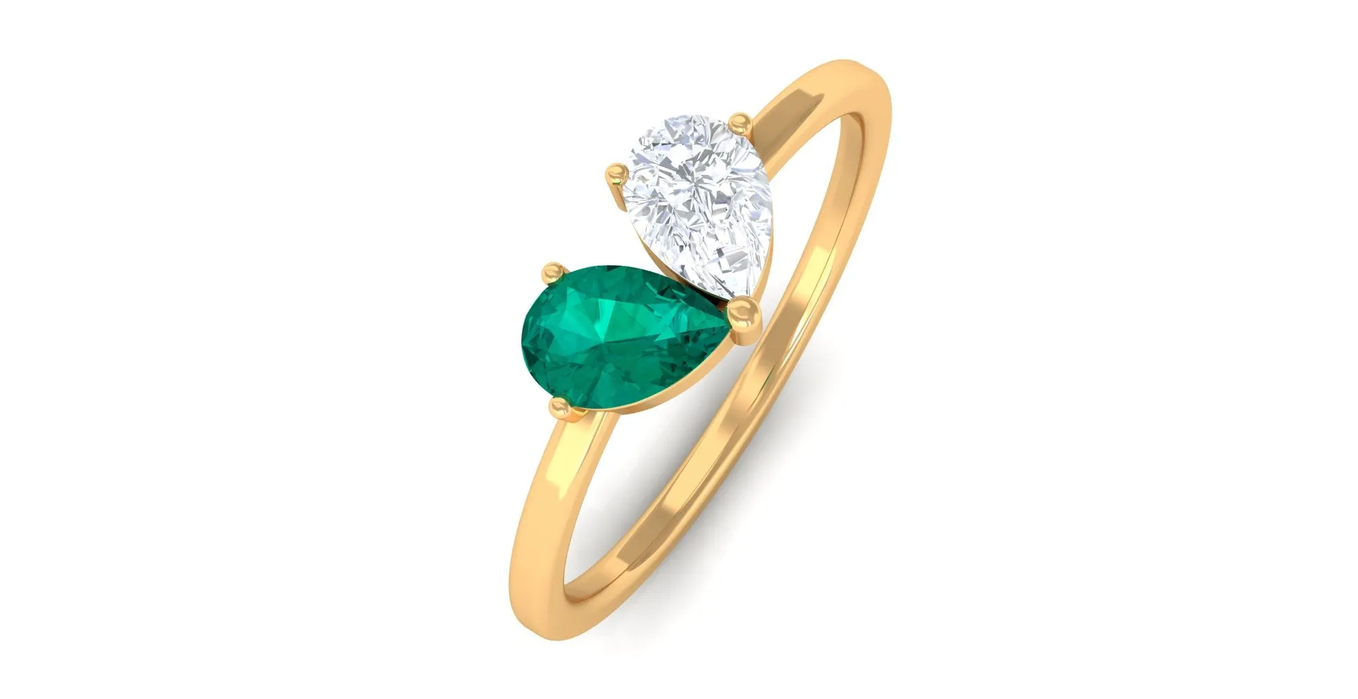 Natural Emerald Toi Et Moi Promise Ring