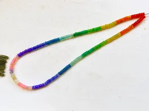 Natural Ethiopian Opal Rainbow color smooth rondelle shape beads