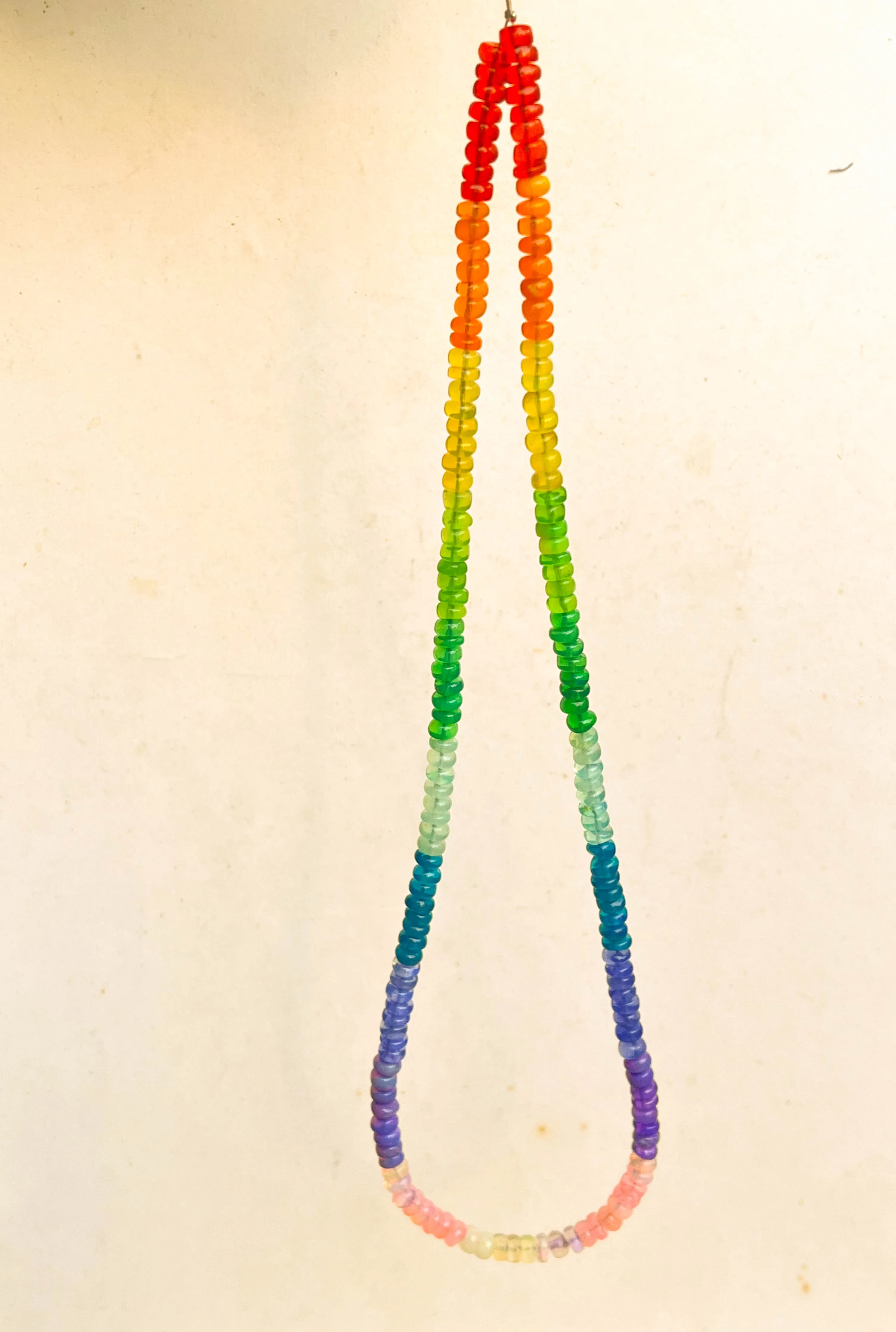 Natural Ethiopian Opal Rainbow color smooth rondelle shape beads