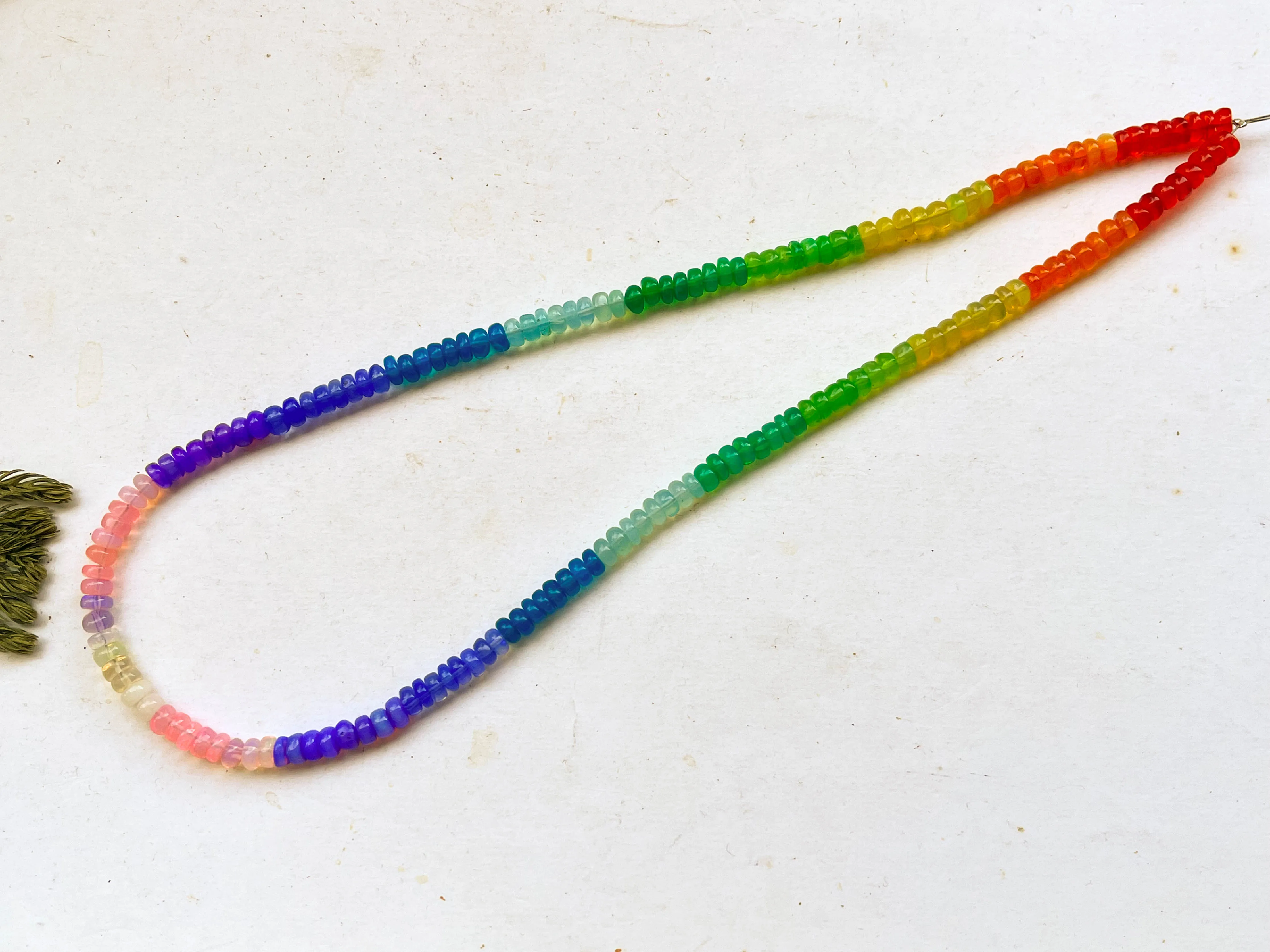 Natural Ethiopian Opal Rainbow color smooth rondelle shape beads