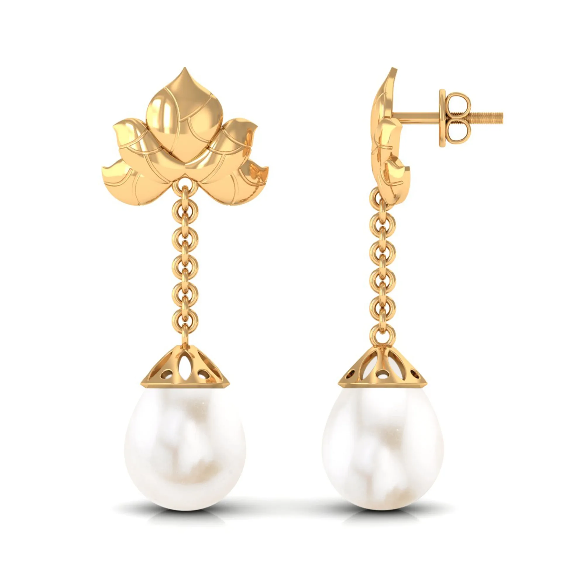 Natural Freshwater Pearl Dangle Earrings in Bead Set
