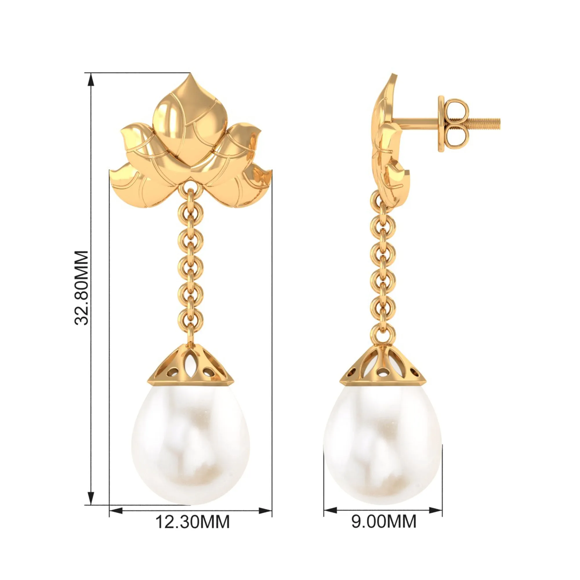 Natural Freshwater Pearl Dangle Earrings in Bead Set