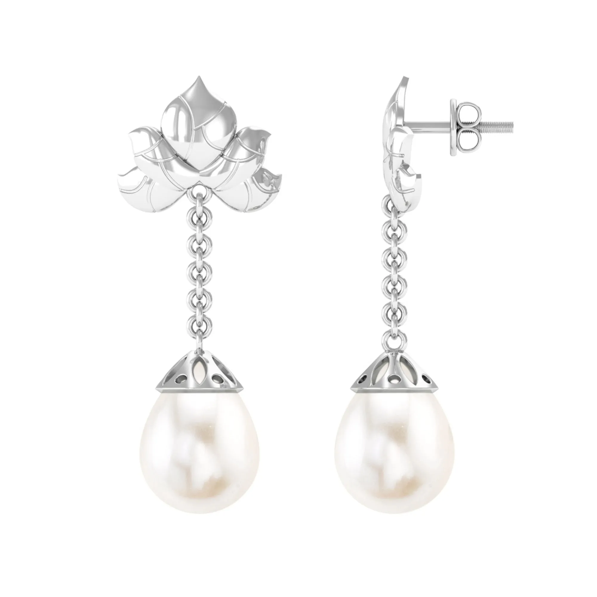 Natural Freshwater Pearl Dangle Earrings in Bead Set