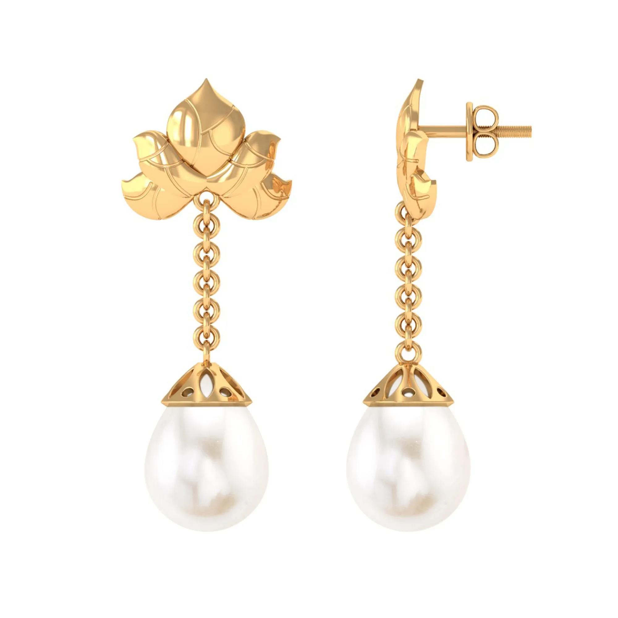 Natural Freshwater Pearl Dangle Earrings in Bead Set