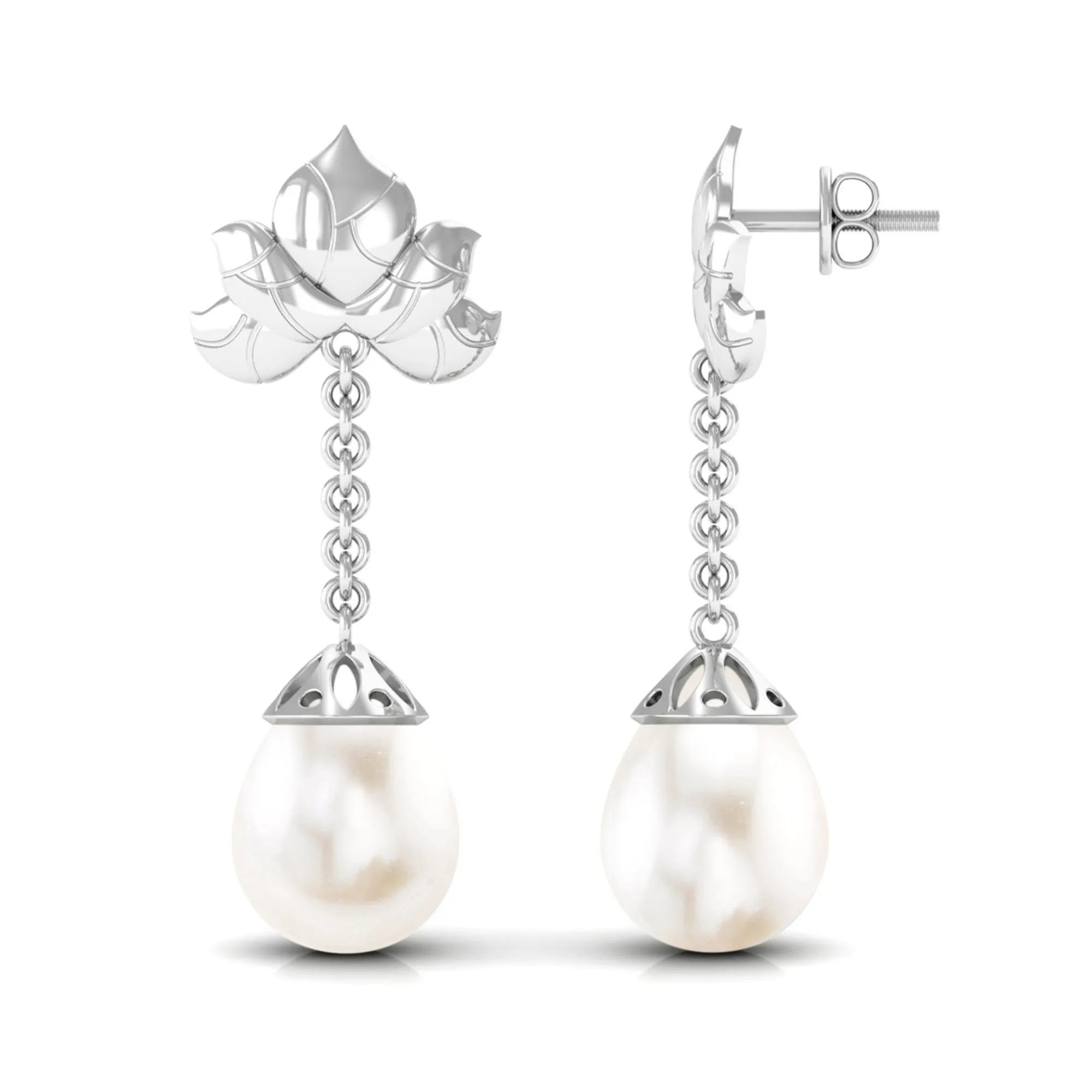 Natural Freshwater Pearl Dangle Earrings in Bead Set