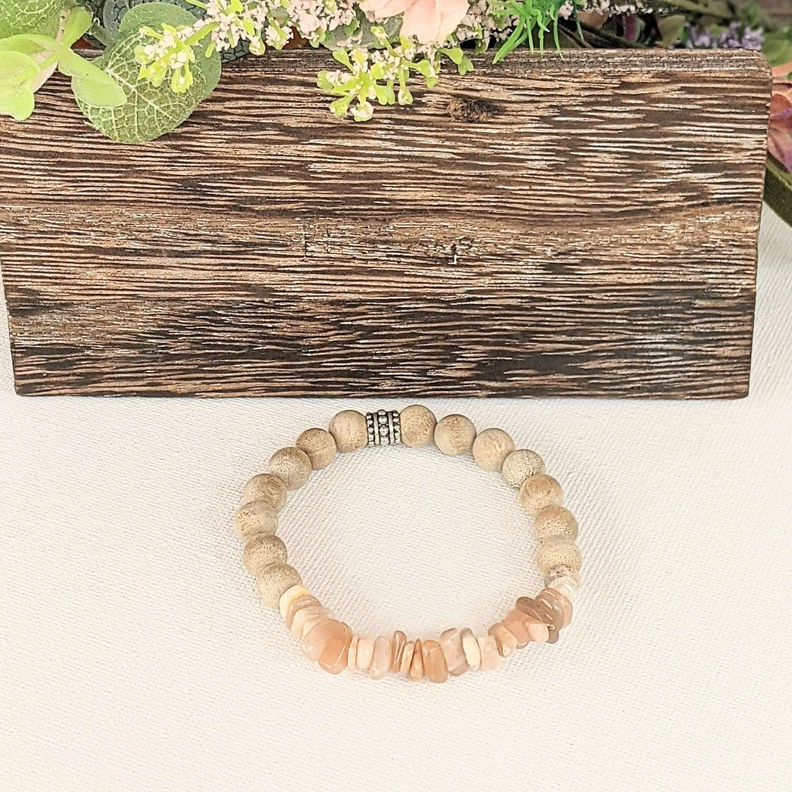 Natural Sunstone Gemstone Chip Diffuser Bracelet- Empowerment Bracelet