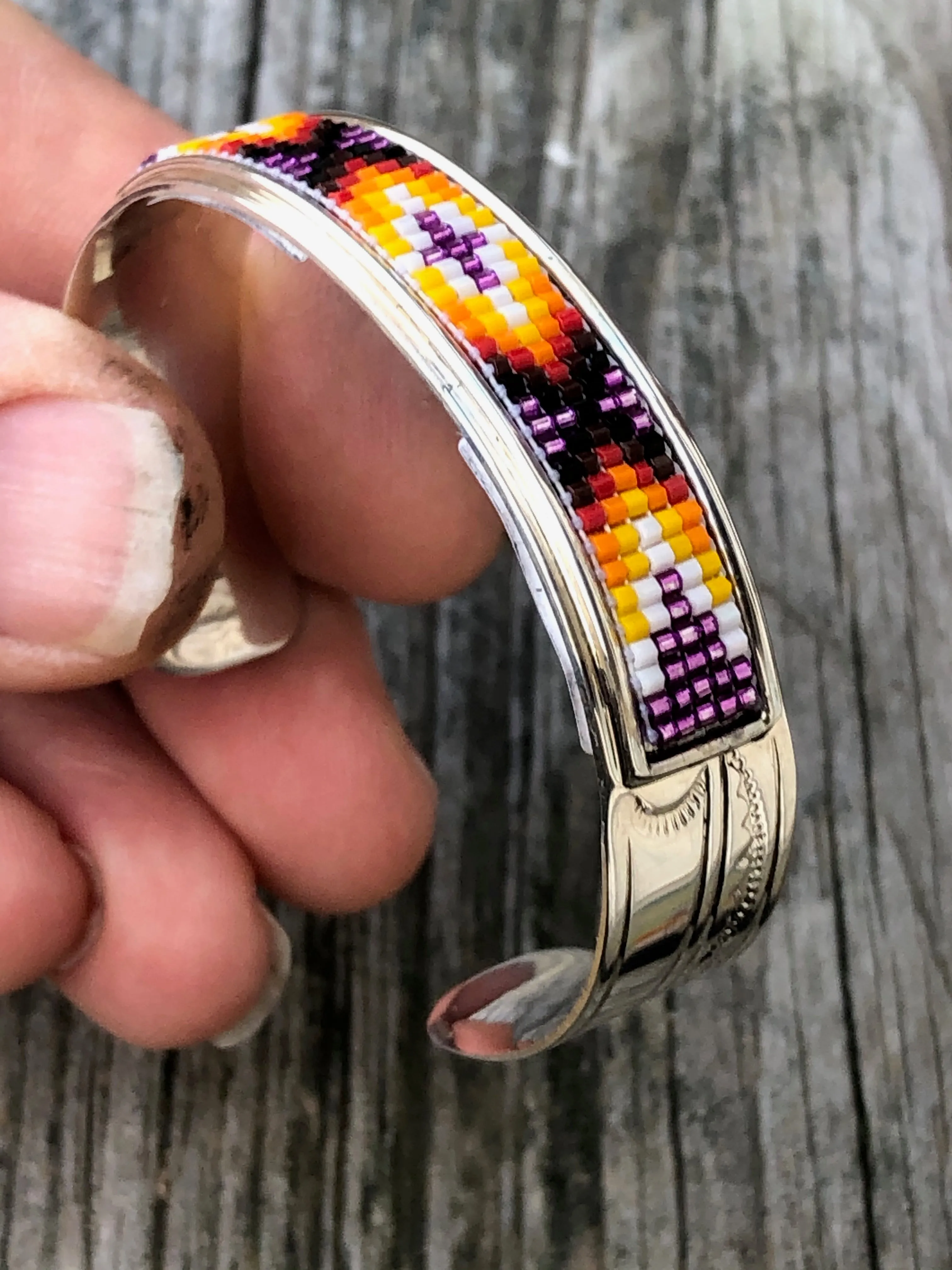 Navajo Sterling silver beaded bracelet