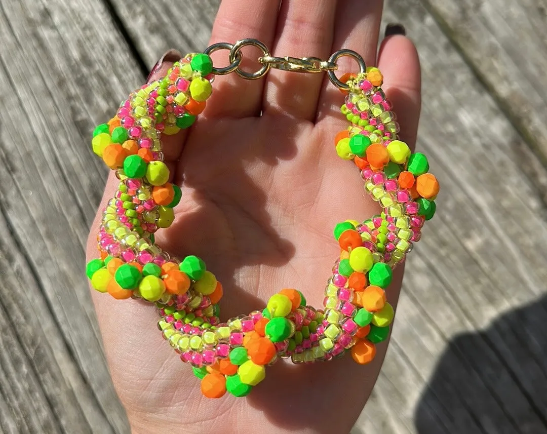 Neon crocheted bracelet
