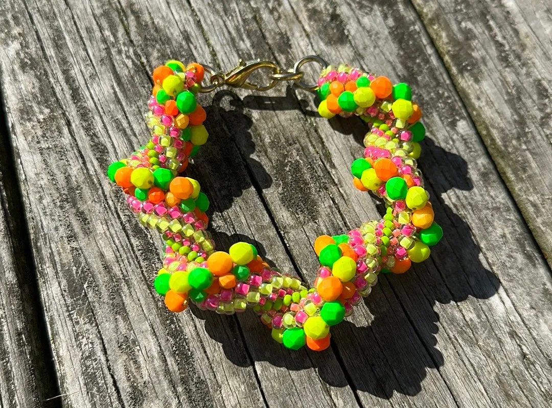 Neon crocheted bracelet