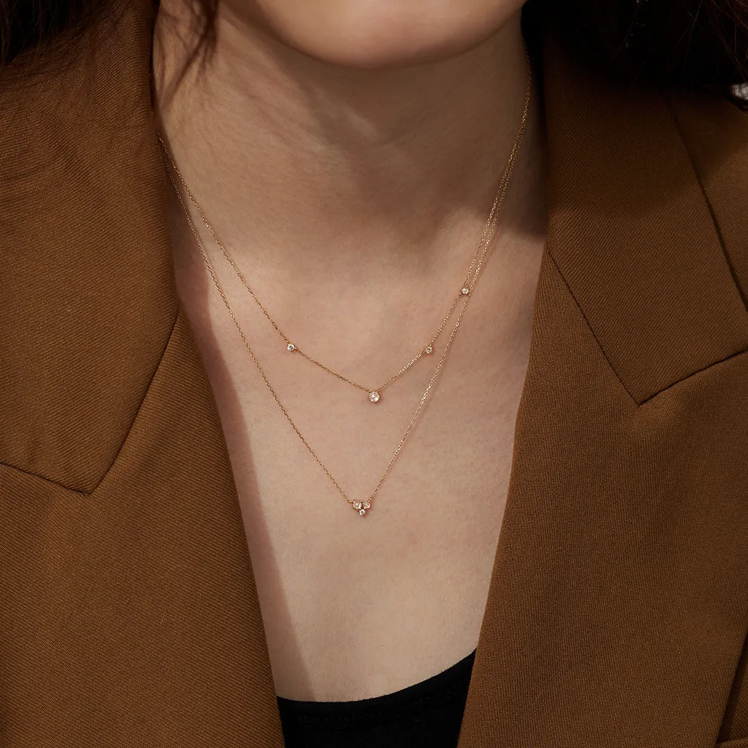 NORMA | Rose Cut Triple White Sapphire Necklace