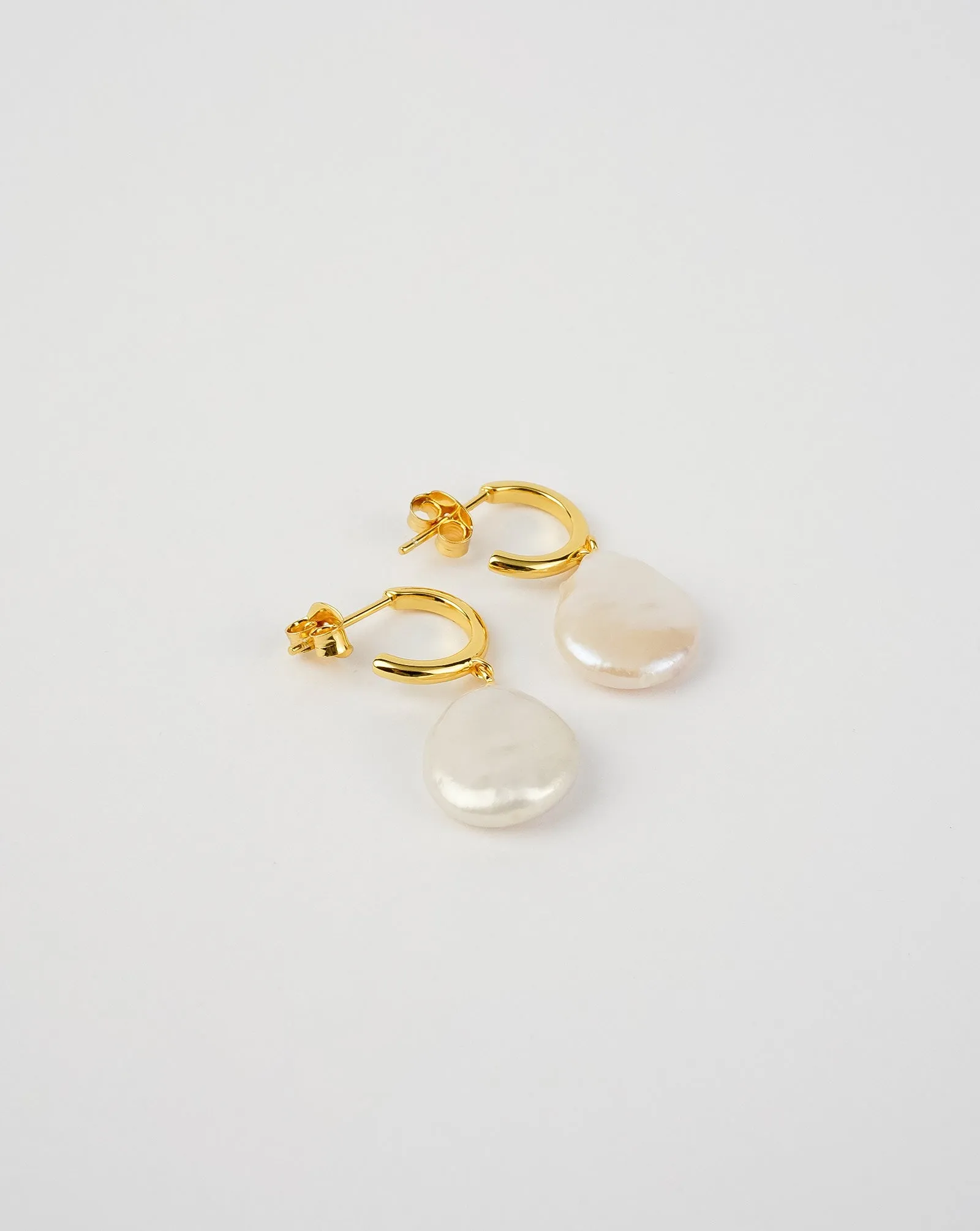 Open Back Flat Pearl Earrings