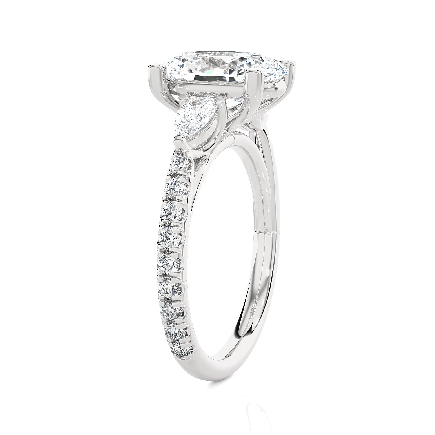 Oval with Pear-Shaped 3 Stone Lab Grown Diamond Ring