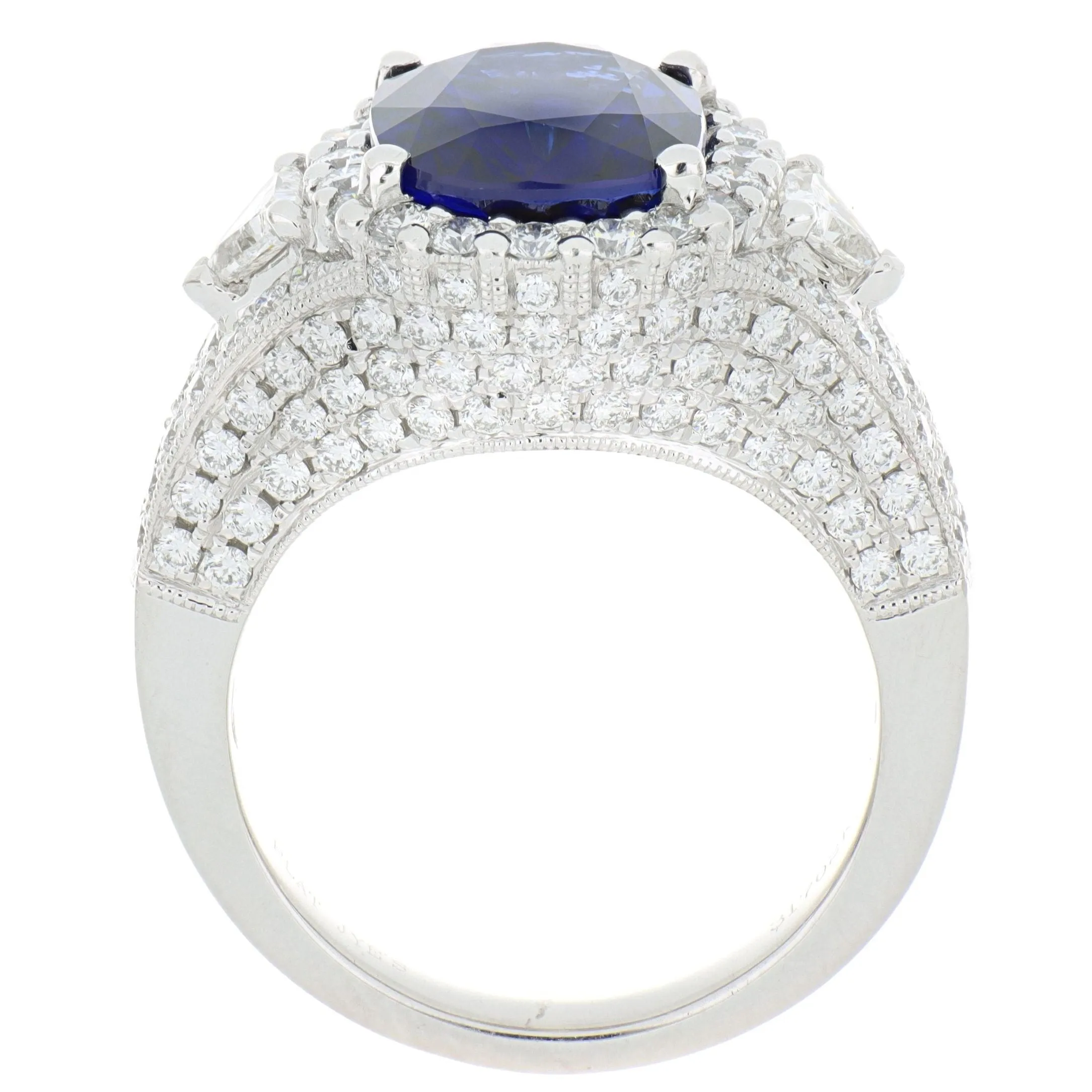 Platinum Blue Sapphire and Diamond Cocktail Ring