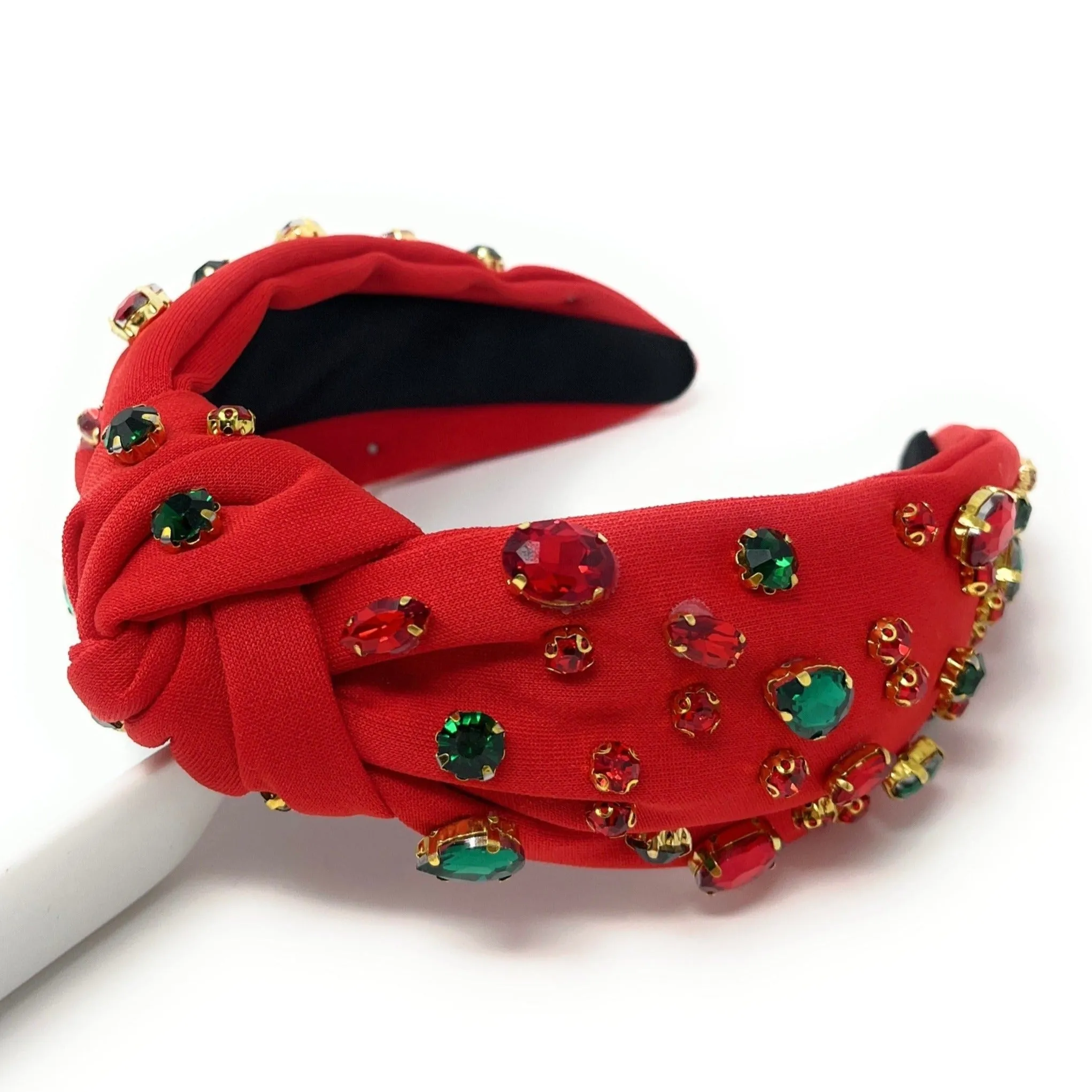 Red Holiday Jeweled Knot Headband