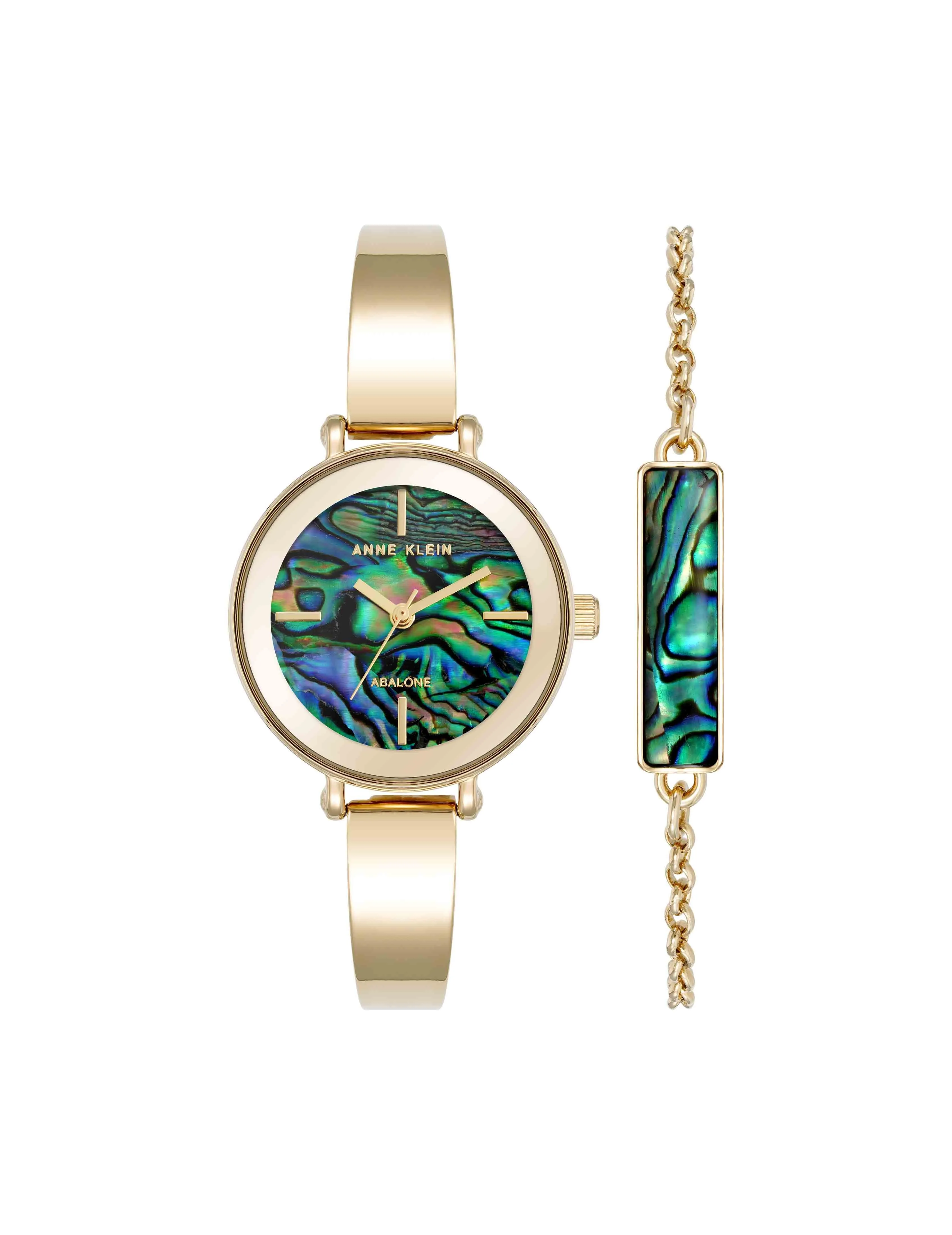 Round Gemstone Bangle Watch Set