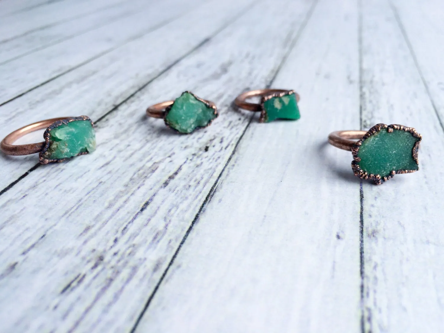 SALE Chrysoprase ring | Raw chrysoprase crystal ring