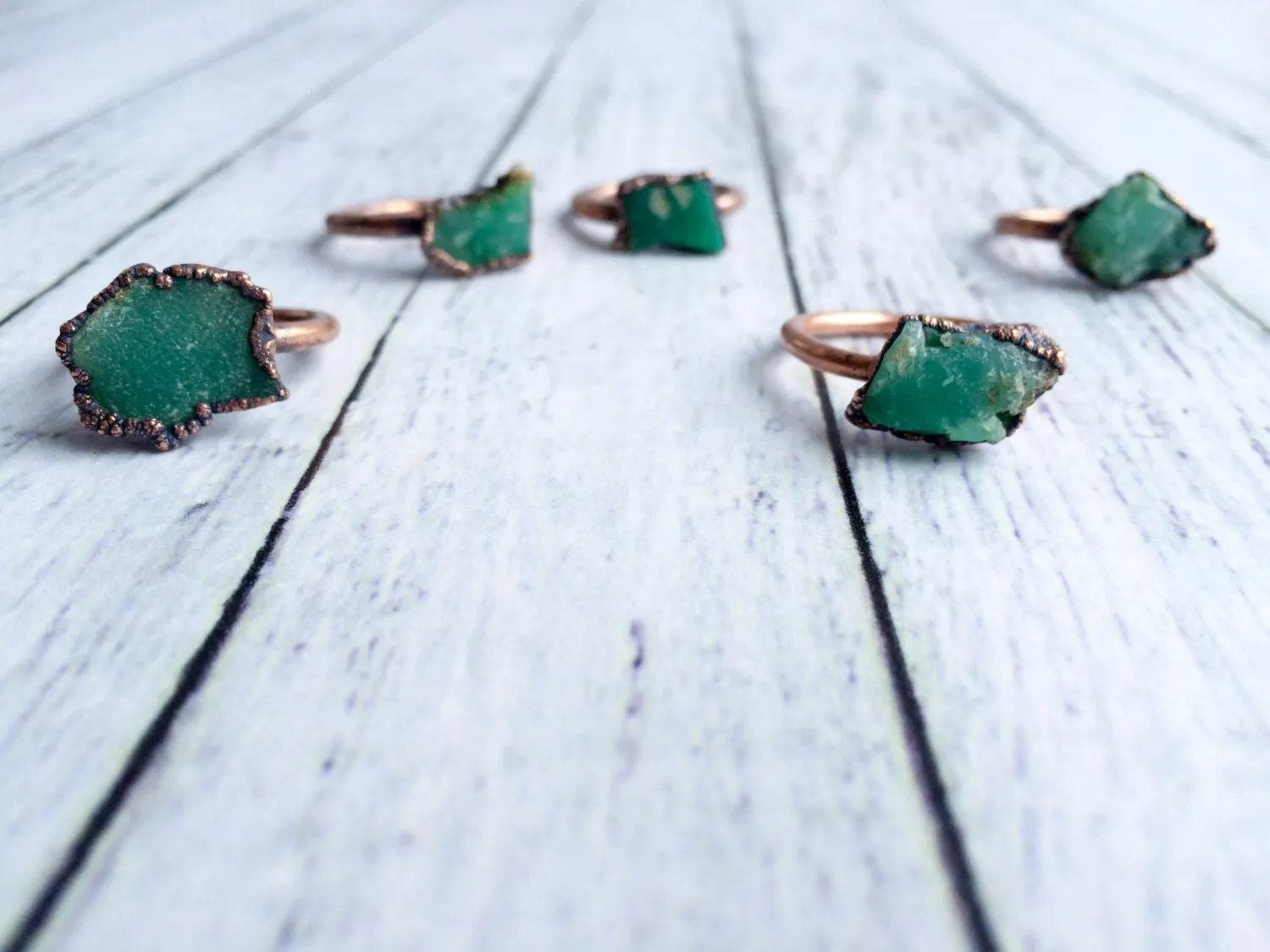 SALE Chrysoprase ring | Raw chrysoprase crystal ring