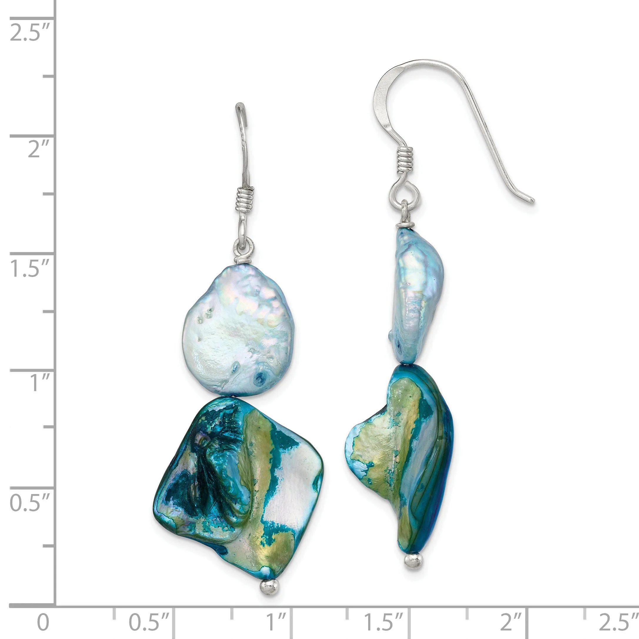 Silver Freshwater Blue Mother of Pearl Earrings