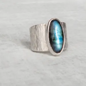 Silver Labradorite Cocktail Ring - RIPPLE