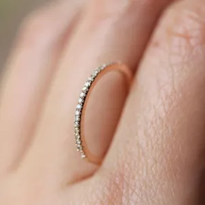 Simple Cubic Zirconia Thin Rings for Woman Rose Gold