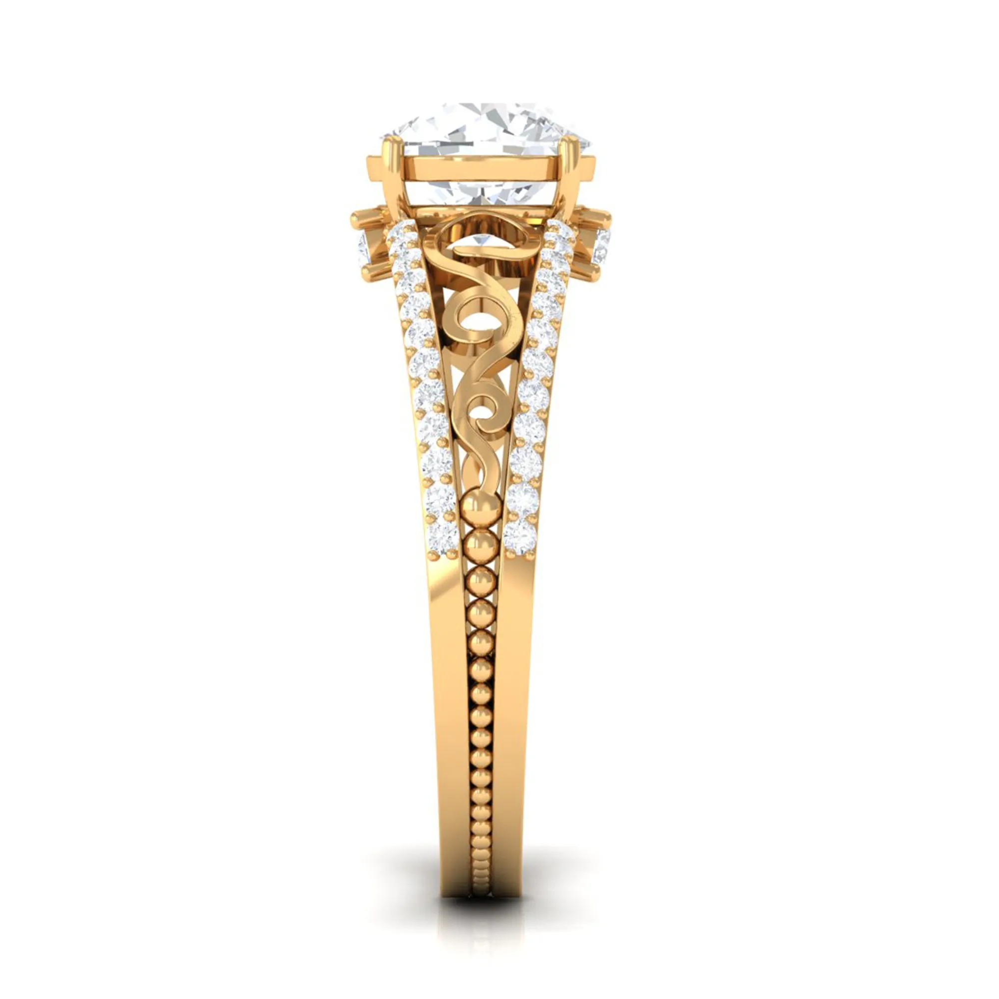 Solitaire Zircon Designer Engagement Ring in Gold