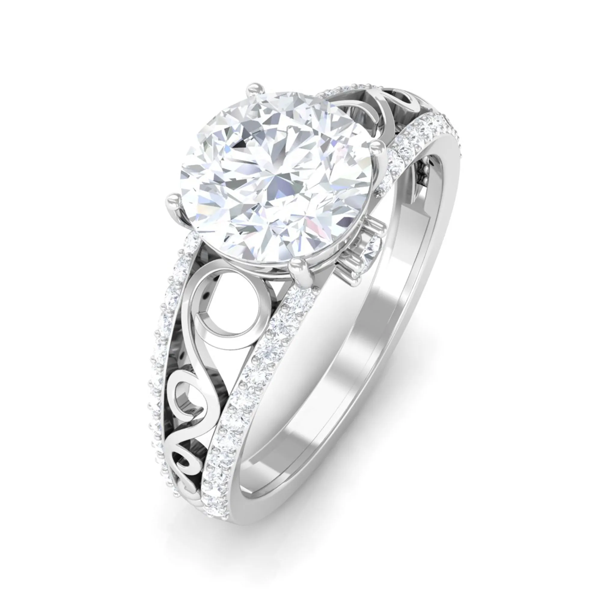 Solitaire Zircon Designer Engagement Ring in Gold